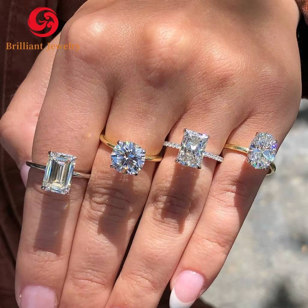 Wholesale 10K 14K 18K VVS VS1 Diamond Rings Engagement Women Lab Grown IGI Certified Diamond Radiant Oval Cut Gold Ring Jewelry