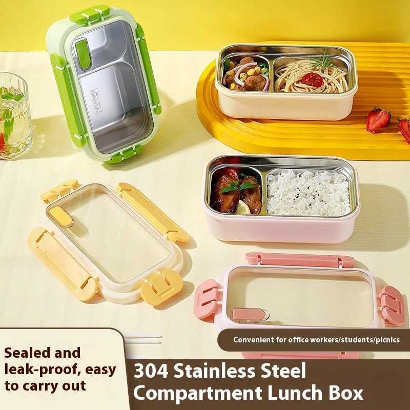 304 Portable Lunch Box Stainless Steel Lunch Box Office Workers and Students Can Enter The Microwave Oven Heating Insulation BoxM251121