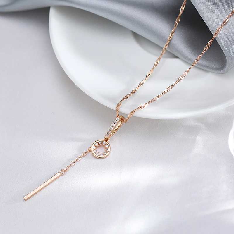 Kinel Hot Fashion Tassel Hollow Pendant Natural Zircon 585 Gold Color Necklace Water Wave Chain Wedding Party Daily JewelryXJ251121