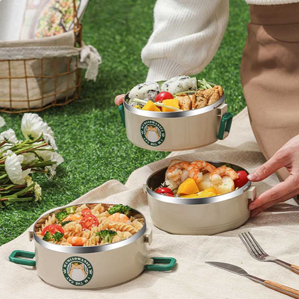 3 Stackable Cartoon Lunch Box 304 Stainless Steel Inner Separate Bento Box Easy to Carry For Office Workers StudentsM251121