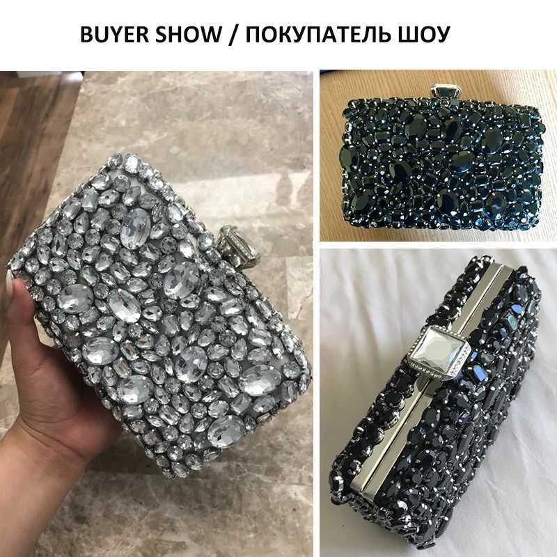 Women Clutch Evening Bag Beaded Crystal Lady Wedding Purse Rhinestones Handbags Silver Black Evening Clutch Bags for Women K251121