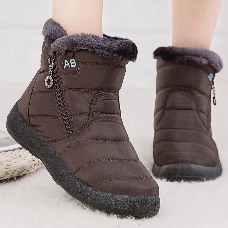 Womens Boots Keep Warm Ankle Fur Winter Shoes Woman Waterproof Snow Botas Mujer Comfortable Black Footwear 251121