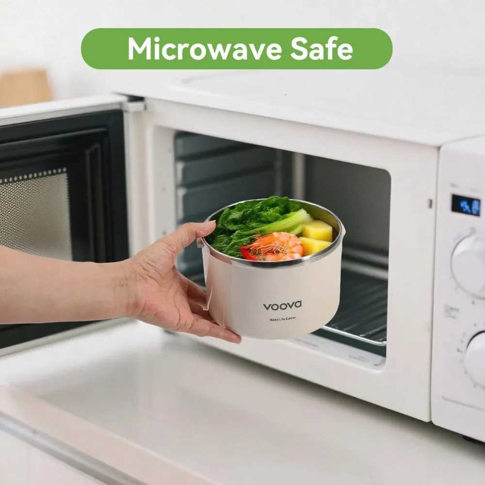 Stackable Stainless Steel Thermal Lunch Box with Bag 2-Tier Leakproof Microwave Safe Bento Container for Adults Work SchoolM251121