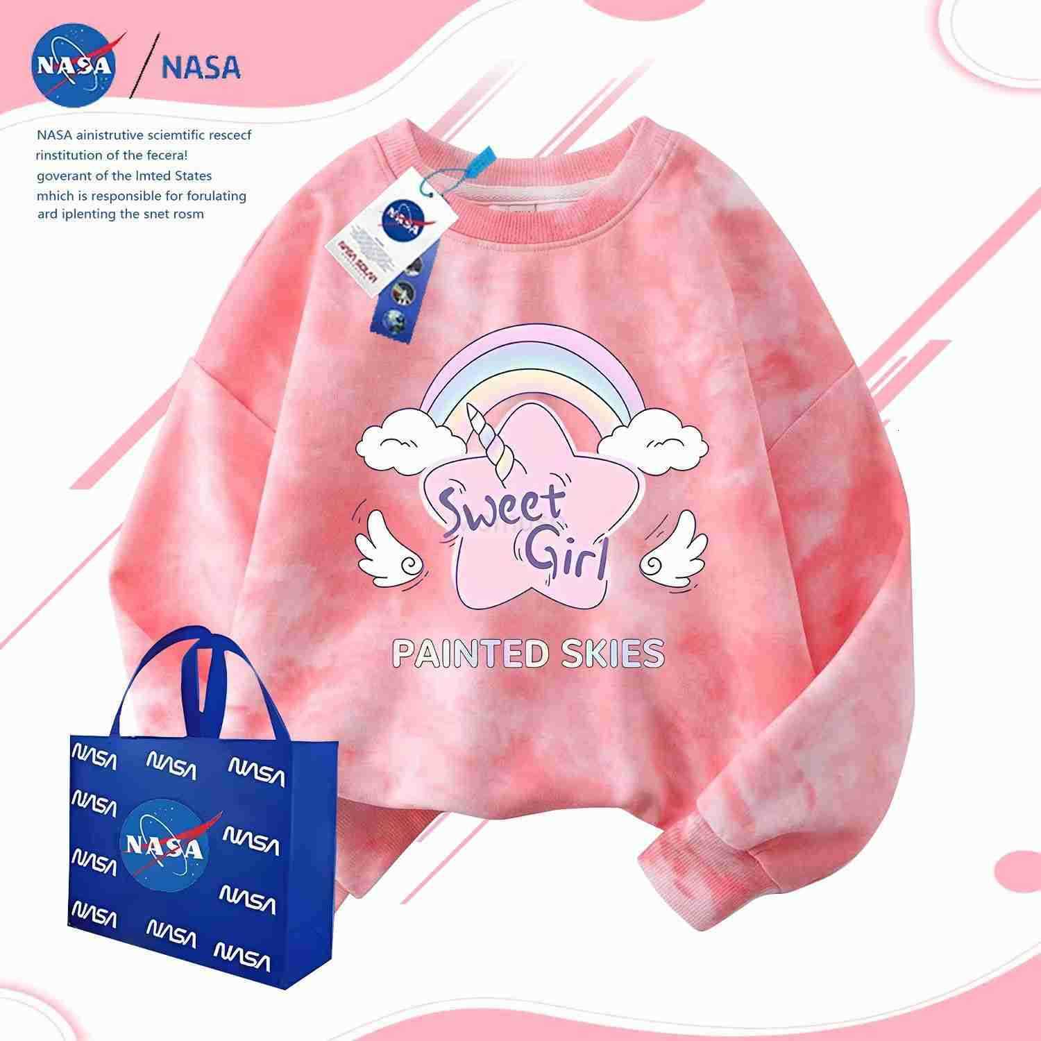 Sanrio NASA Cute Big Kids Long Sleeve Fashion Trend Tie-Dye Sweatshirt Childrens Versatile Fleece Top H251121