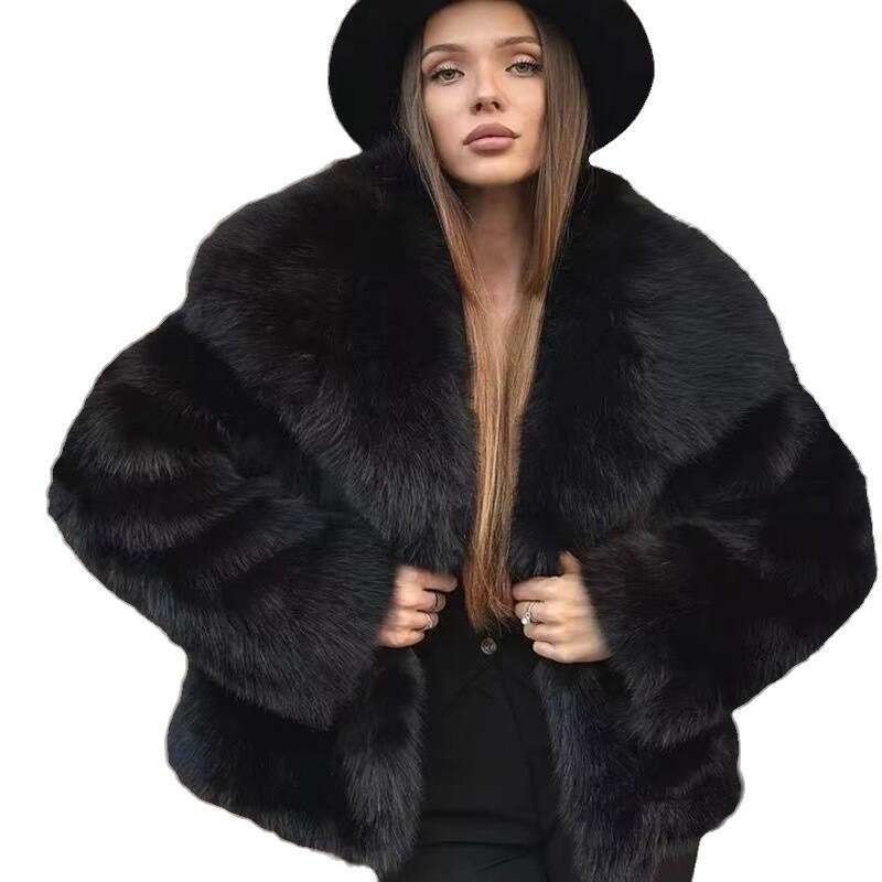 for Large Women Celebrity Internet Ins with Lapel Street Style Fluffy Fox Coat Versatile Ecofriendly Fur