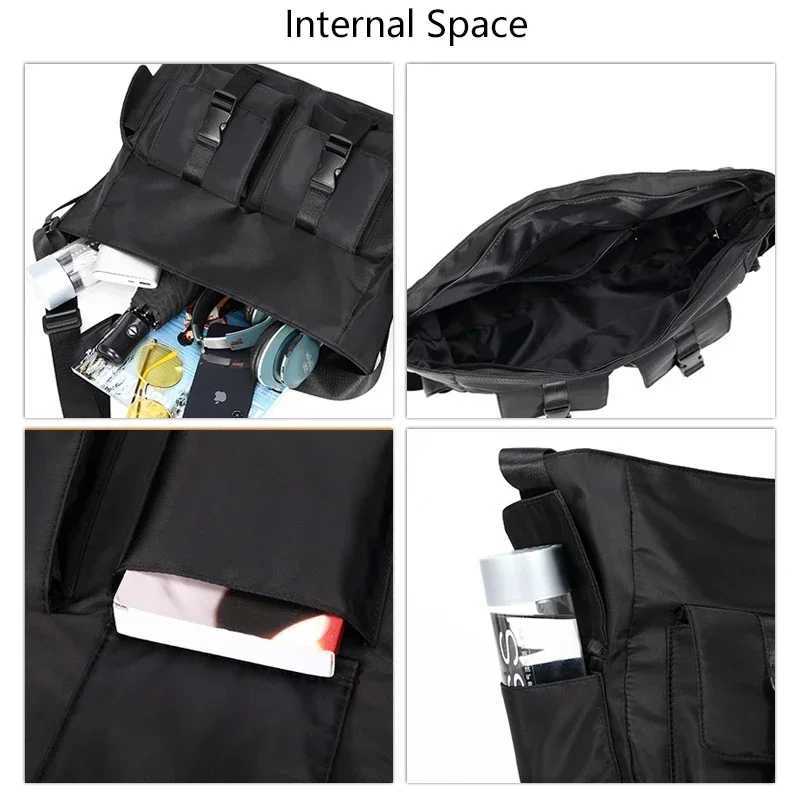 Fashion Casual Large Capacity Waterproof Messenger Shoder Bag Men Crossbody School Bag for Teenage Outdoor Man Black Big Travel Bags Y251121