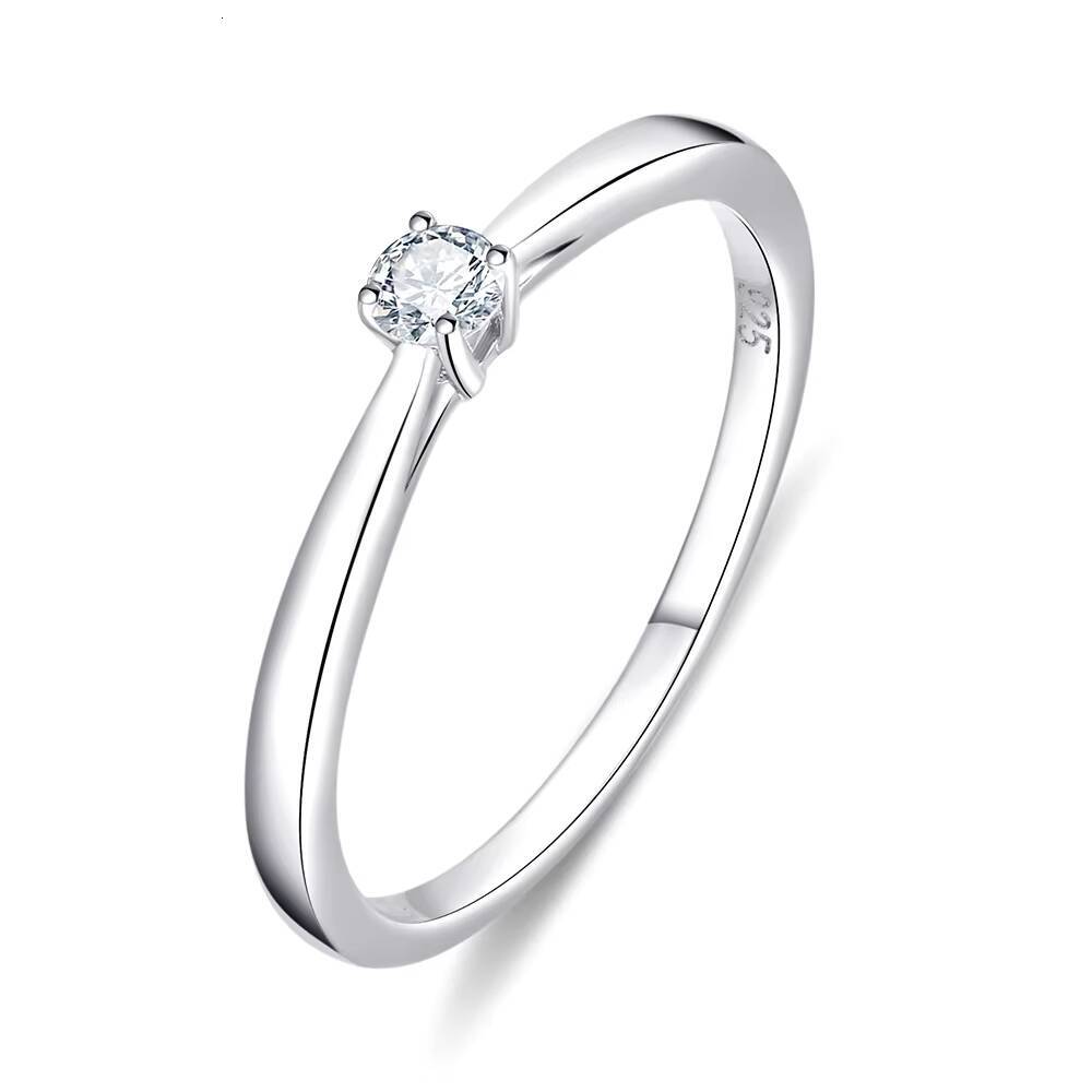 Love Jewelry 925 Sterling Silver Rhodium Plated Romantic Engagement Round Cut Women VVS D Color HPHT CVD Lab Grown Diamond Ring