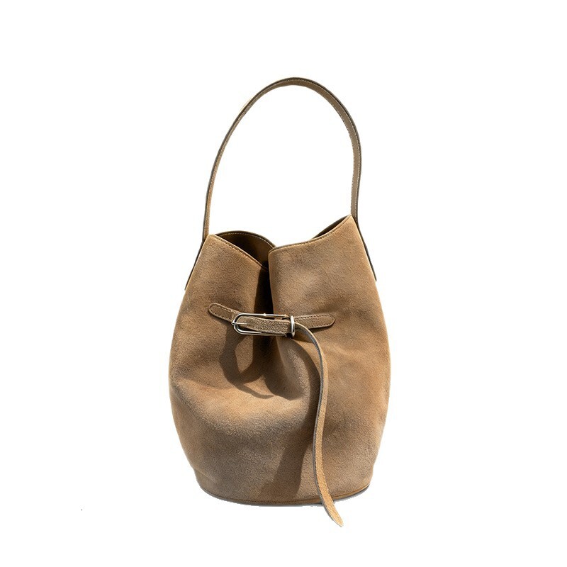 Autumn/Winter Retro Matte Bucket Bag Design Large Capacity Handbag Shoulder Bag Genuine Leather Women's Bag Designer Bag Luxury Bag