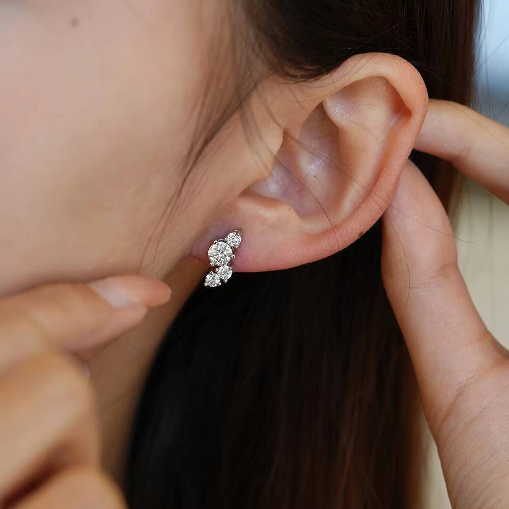 9 Adodo Jewelry Factory 18k Gold Plated 925 Sterling Silver Asymmetrical Geometric 05ct Moissanite Stud Earrings for Women