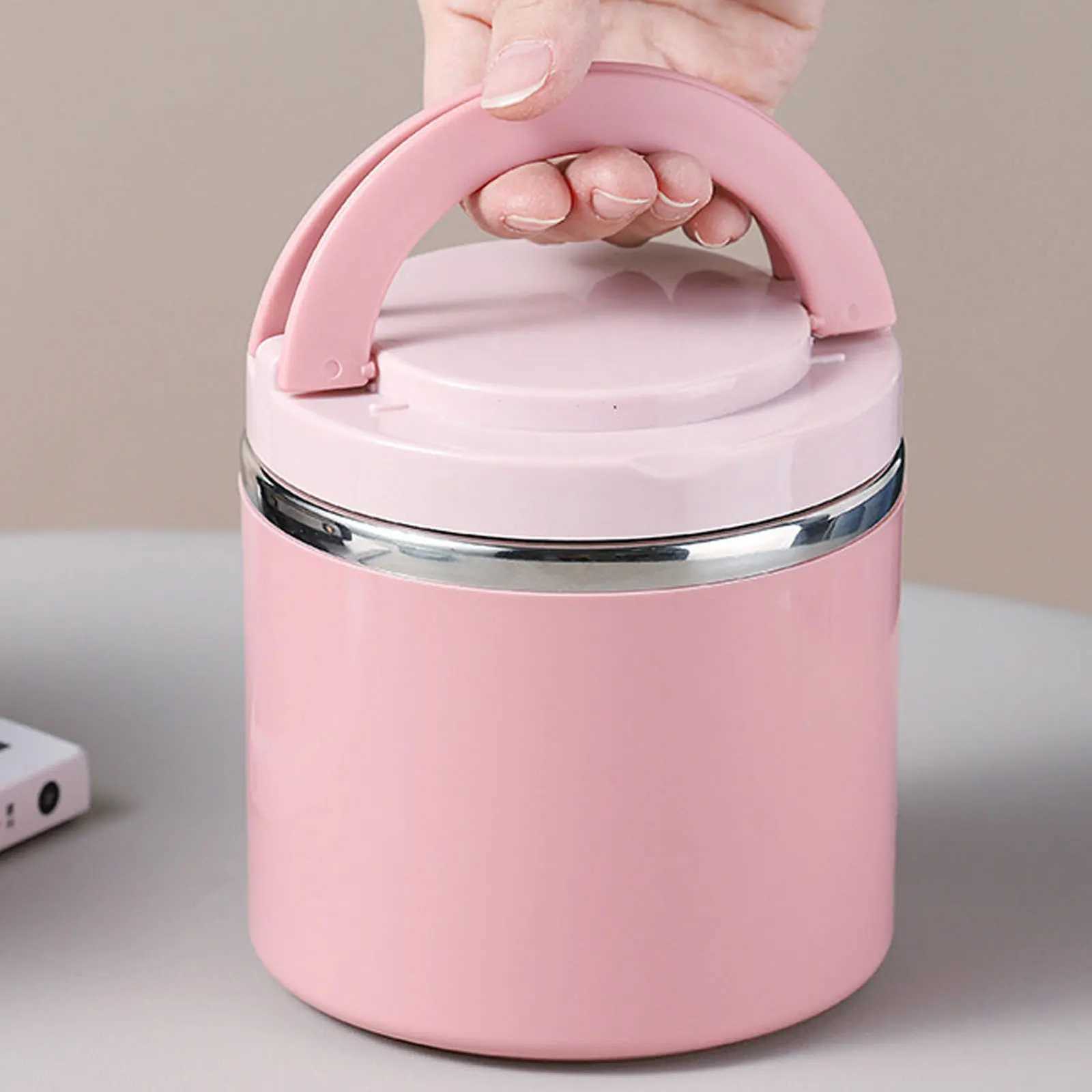 Round Lunch Box Stainless Steel Leak Proof Insulated Large Capacity Food Thermal Jar Soup Containers Food Storage Box 630ML/1LM251121