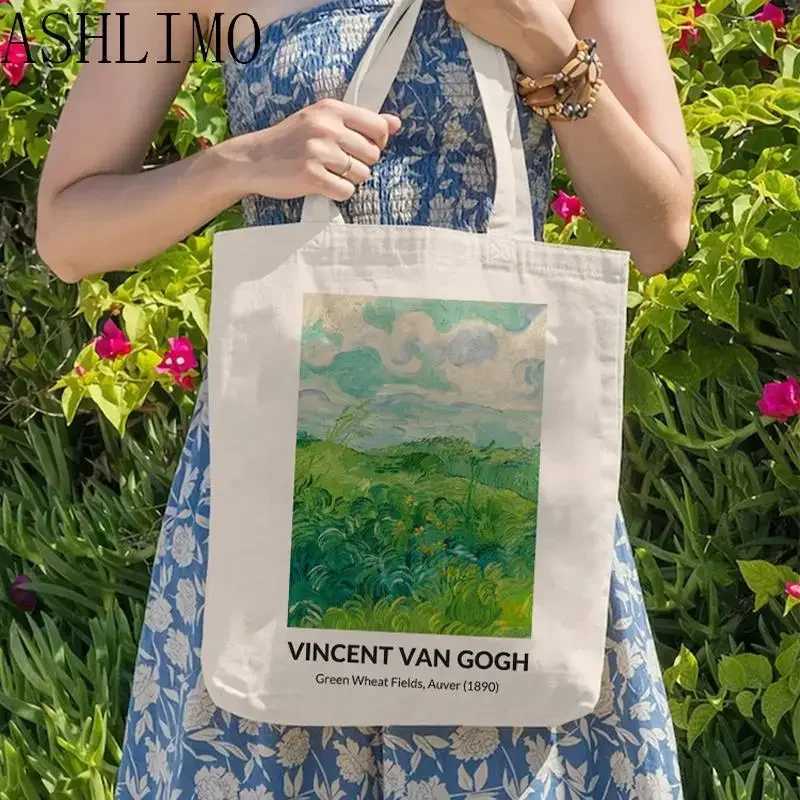 Van Gogh Painting Women Canvas Shoulder Bag High Capacity Tote Bag Aesthetics Cavas Shopping Bags Handbags Books Bag for GirlsT251121