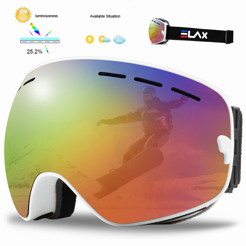 ELAX brand double-layer anti fog ski goggles outdoor sports comma ski glasses big spherical climbing goggles 230824