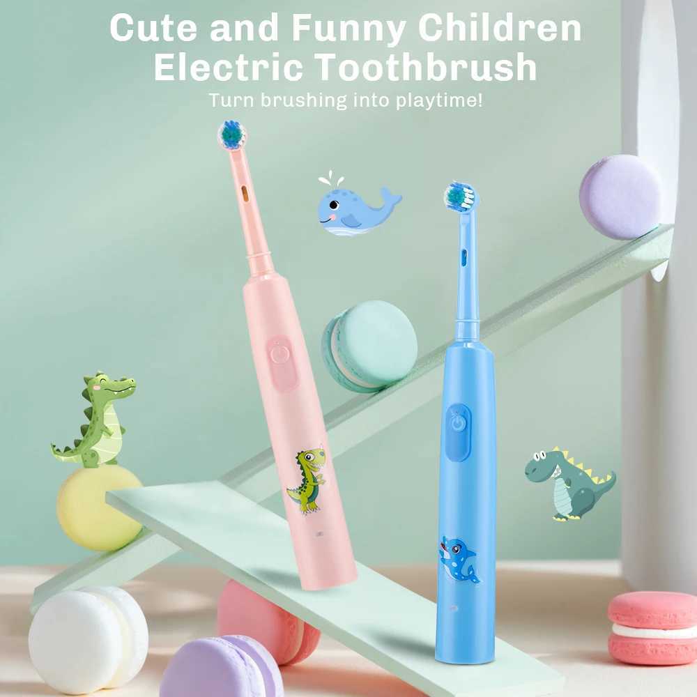 Children Electric Toothbrush Cartoon Kids With Replacement Head IPX7 Waterproof Rechargeable Sonic RotatingToothbrush Cute C251121