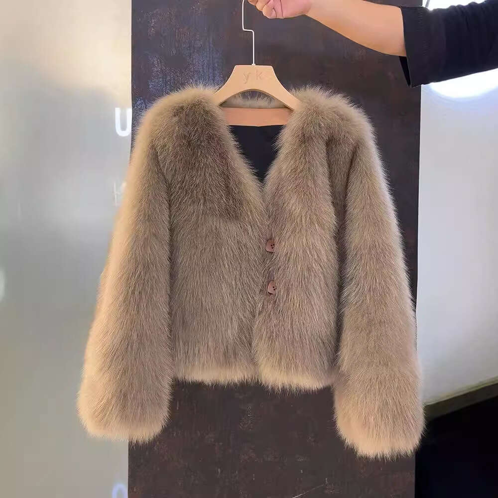 Fox Fur Thickened Faux Winter Elegant Short Coat for Women Light Luxury Style