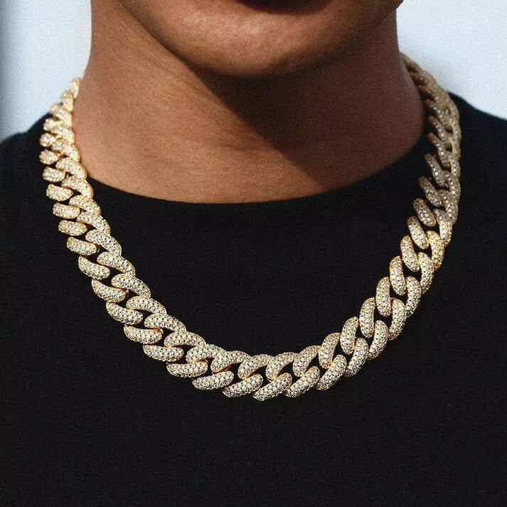 Rapper Fashion Jewelry 15mm Cuban Chain Necklaces 925 Sterling Silver Diamond Moissanite Miami Cuban Link Chain for Men