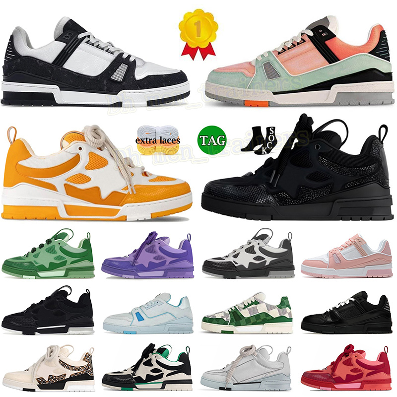 Fashion Low Skate Sneakers Casual Shoes Designer Top Leather Flower Virgil Skateboard Mens Trainers Womens Scarpe Embossed Dhgate Plate-forme Luxury Tennis 36-45
