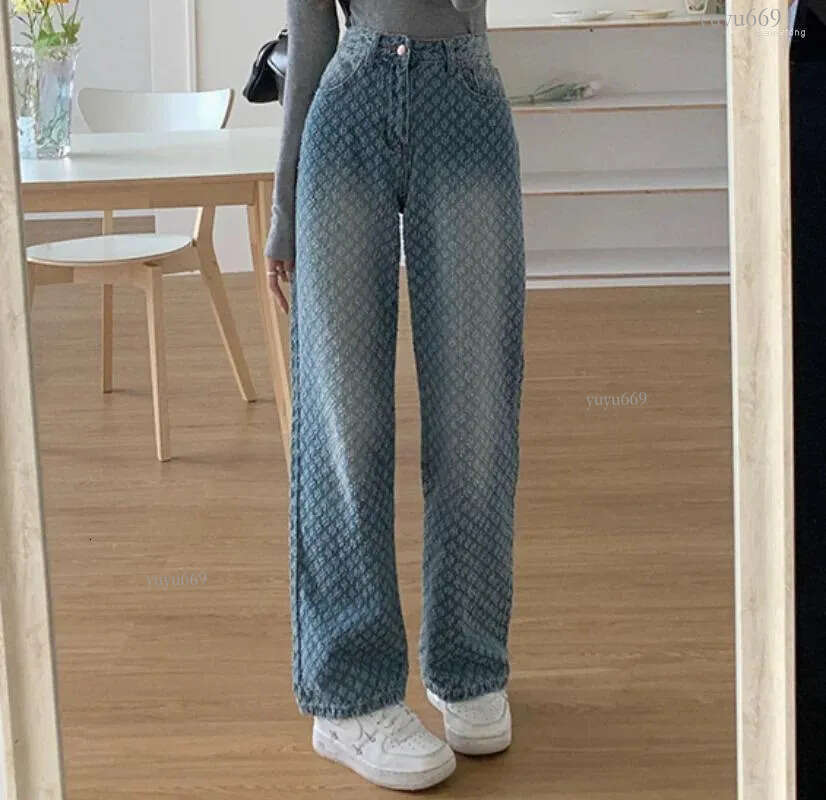 Women's Jeans Vintage Blue Straight Leg Women Ripped Streetwear Soft Denim Pant Female High Waist Korean Fashion Chic