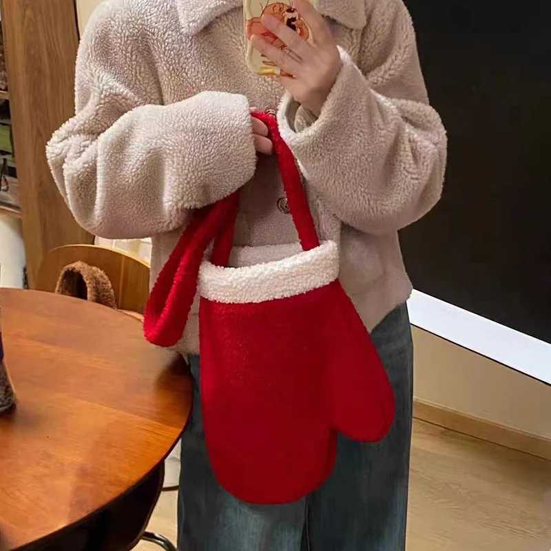 Christmas Gloves Shoder Large Capacity Bag Plush Winter Crossbody Bag Wen Red Small Phe Purse Y251121