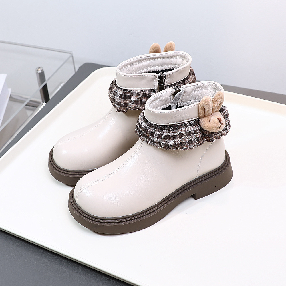 Winter double cotton short velvet glowing shoes, leather boots, fashionable and trendy shoes, short boots, midsole Martin boots, casual children'