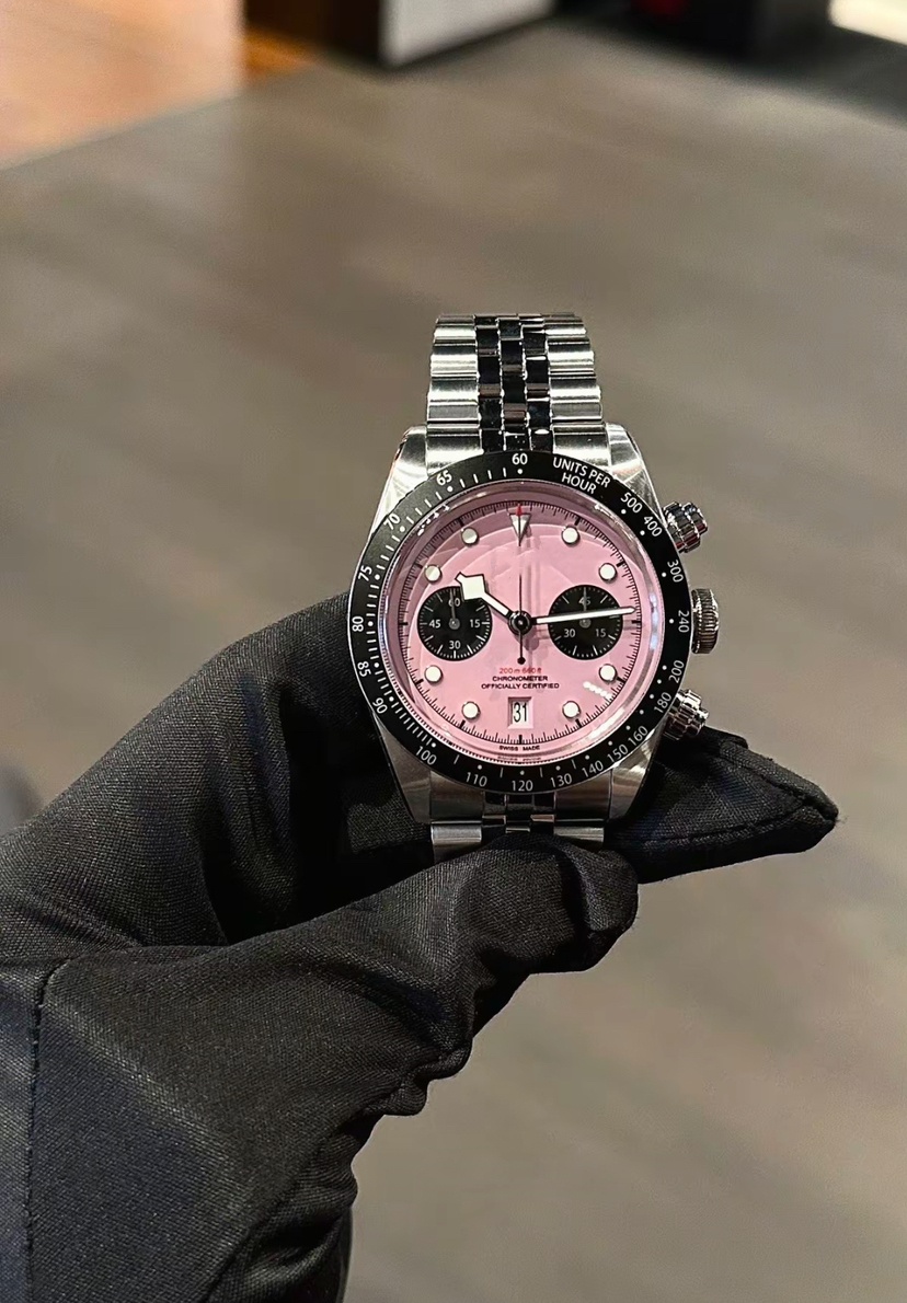 New Design Pink Black Bay M79360N-0019 AAAAA Quality SuperClone 41mm Men Watches Automatic Mechanical Chronograph 7750 Movement With Gift Box Sapphire