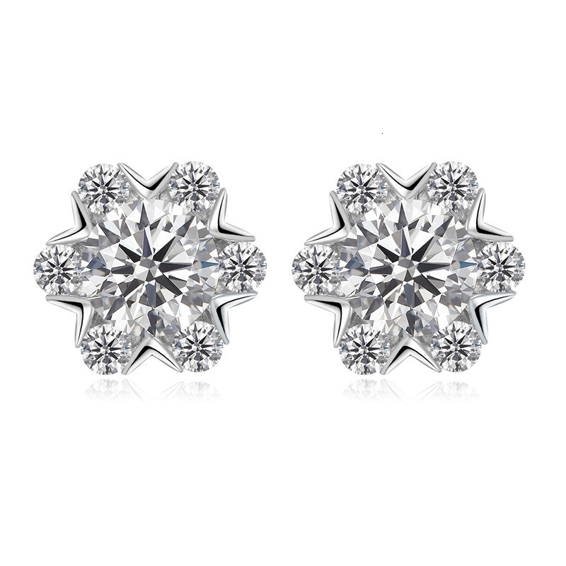 925 Sterling Silver Moissanite Snowflake Stud Earrings Original Fine Jewelry for Women Perfect Gift for Your Girlfriend