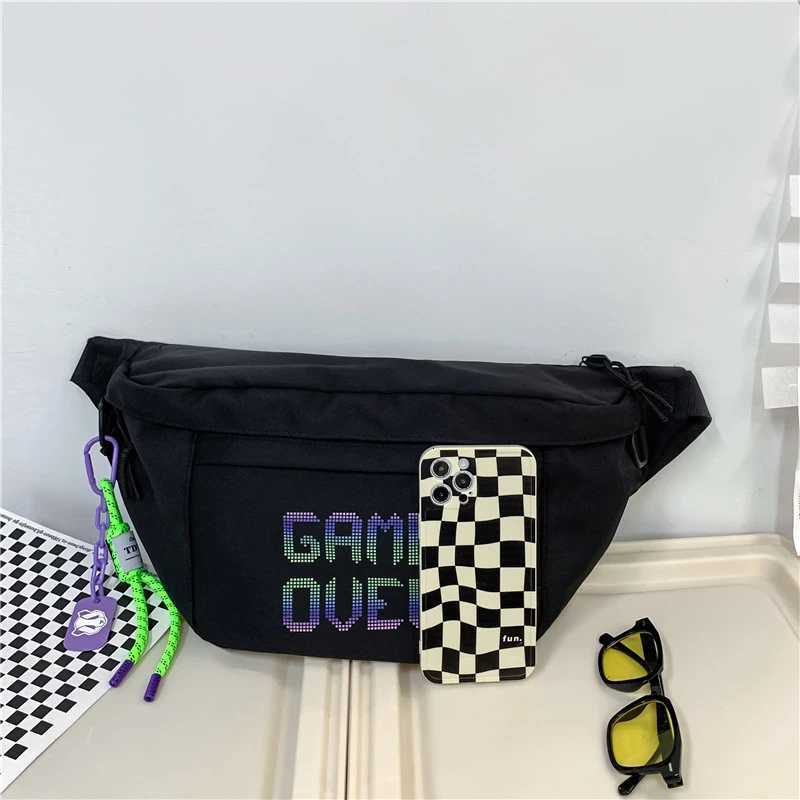 Fashion VC Couple Large Capacity Ch Bag Fi Canvas Sling Bag Lightweight Streetwear Travel Waist Bag Trend Men Crossbody Bag Y251121