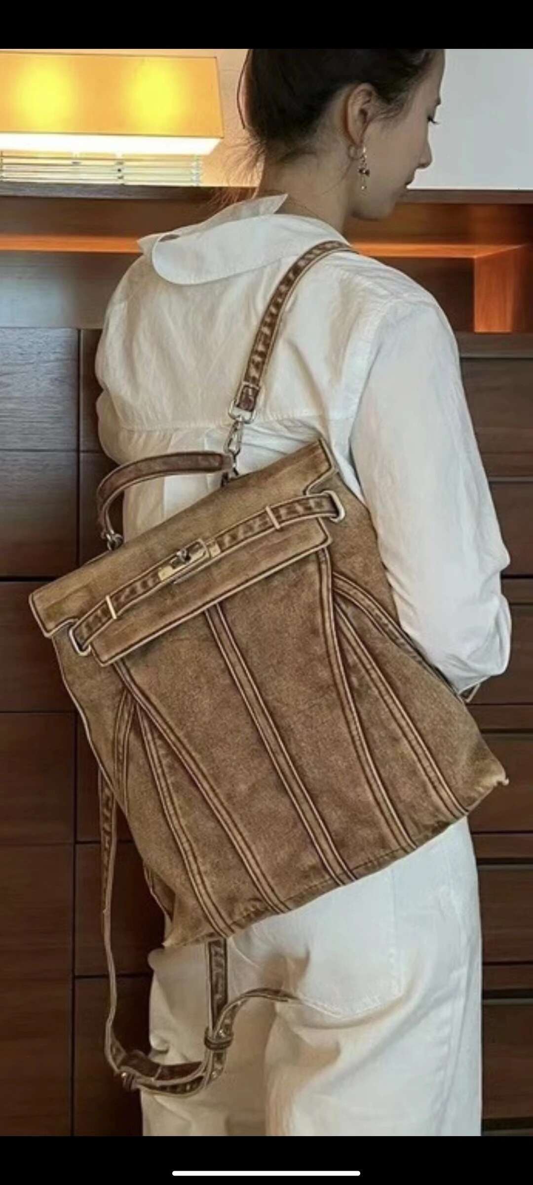 New Fashionable Premium Retro Wash Denim Large Capacity Commuter Travel Bag Casual Backpack