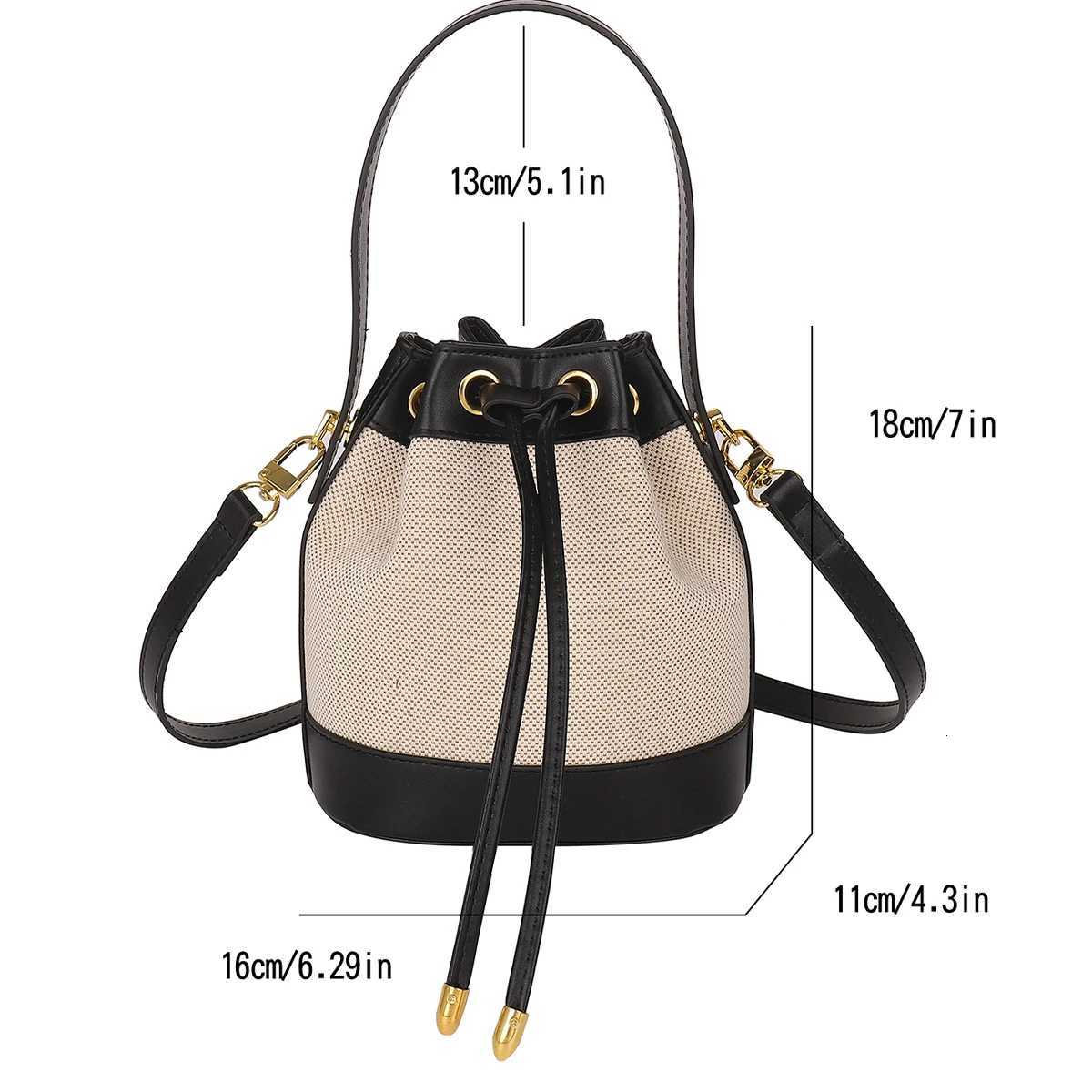 Vintage Quilted Lightweight PU Bucket Bag with Drstring Detachable Strap Spacious Shoder Bag for Daily Cmute Handbag Y251121
