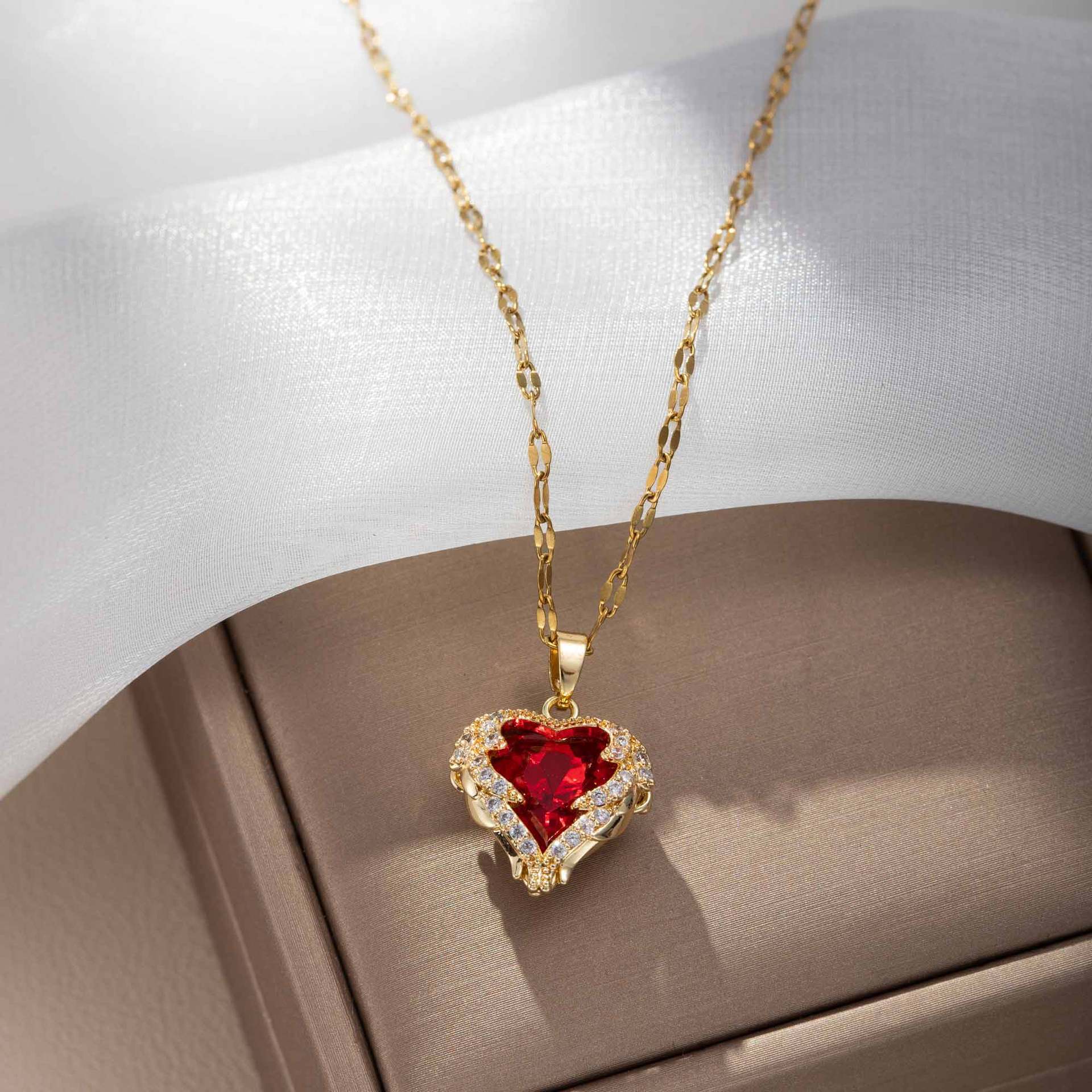 titanium steel Loving Heart Rose moissanite chain designer necklace designer necklace for woman diamond chain luxury jewelry women mens necklace - view 5