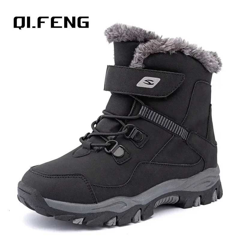 Winter Children Snow Warm Boots Fur Shoes Boys Sneaker Rubber Hiking Shoe Fashion Children Shoes Waterproof Leather Boots KidsW251121