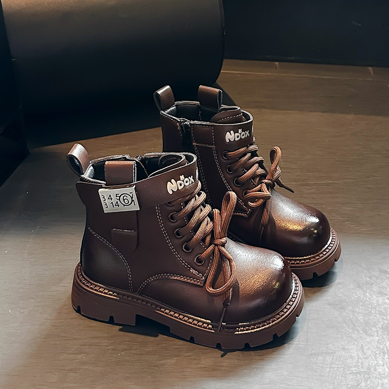 New designer shoes Boys and Girls Martin Boots with Fleece Lining Warm Leather Boots Autumn and Winter New Style Double Cotton Thick Sole Short Boots 