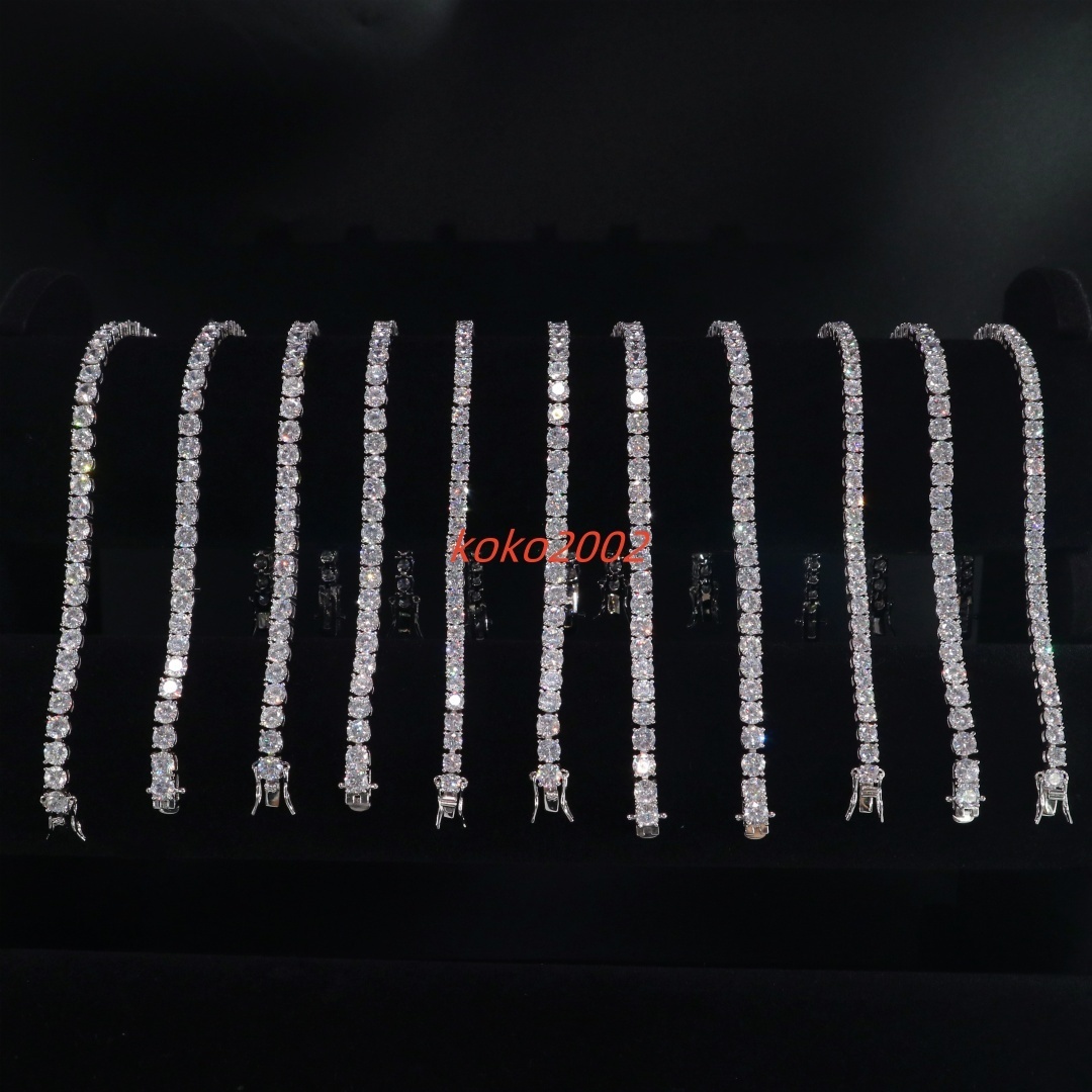 Wholesale Tennis Bracelet 3mm 4mm 5mm CZ Brass Bling Iced Out Jewelry Tennis Chain