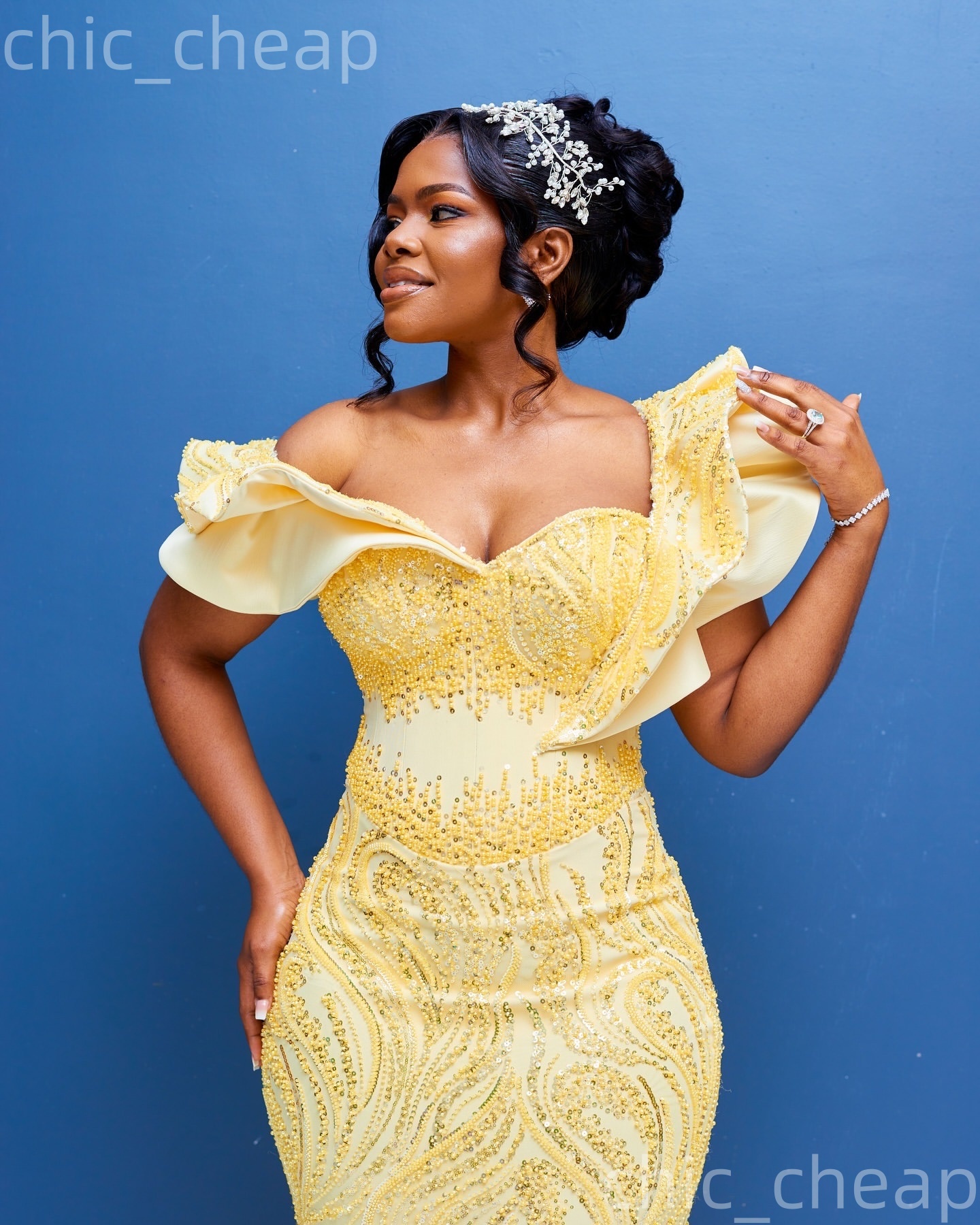 Aso Ebi Cream Mermaid Prom Dresses 2026 Beaded One Shoulder Sequined Evening Formal Party Second Birthday Engagement Gowns Plus Size Dress For Special