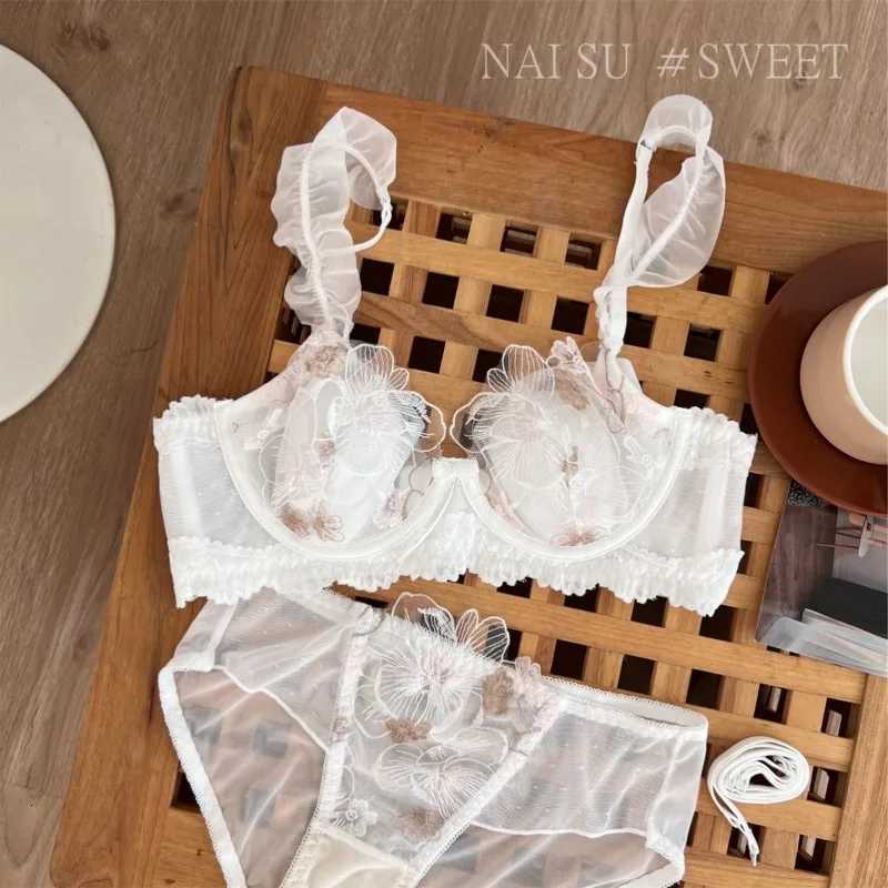 Sexy Anime Minimizer Bra Large Bust Rabbit Ear Cup French Lace Bralette Ultra Thin Retro Wirefree port Comfort Set S-XL TushyXJ251106
