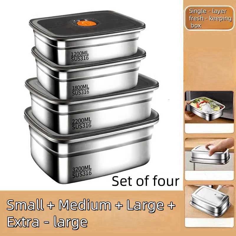 304 Stainless Steel Box Student Lunch Box Food Storage Container With Lid Lunch Bento Food Box Outdoor Picnic Camping ToolM251121