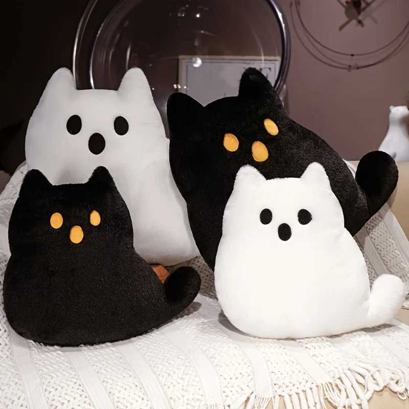Quirky Ghost Cat Plush with Sewn Closure for Halloween Christmas Party Decor Sofa Living Room Bedroom Accent C251121