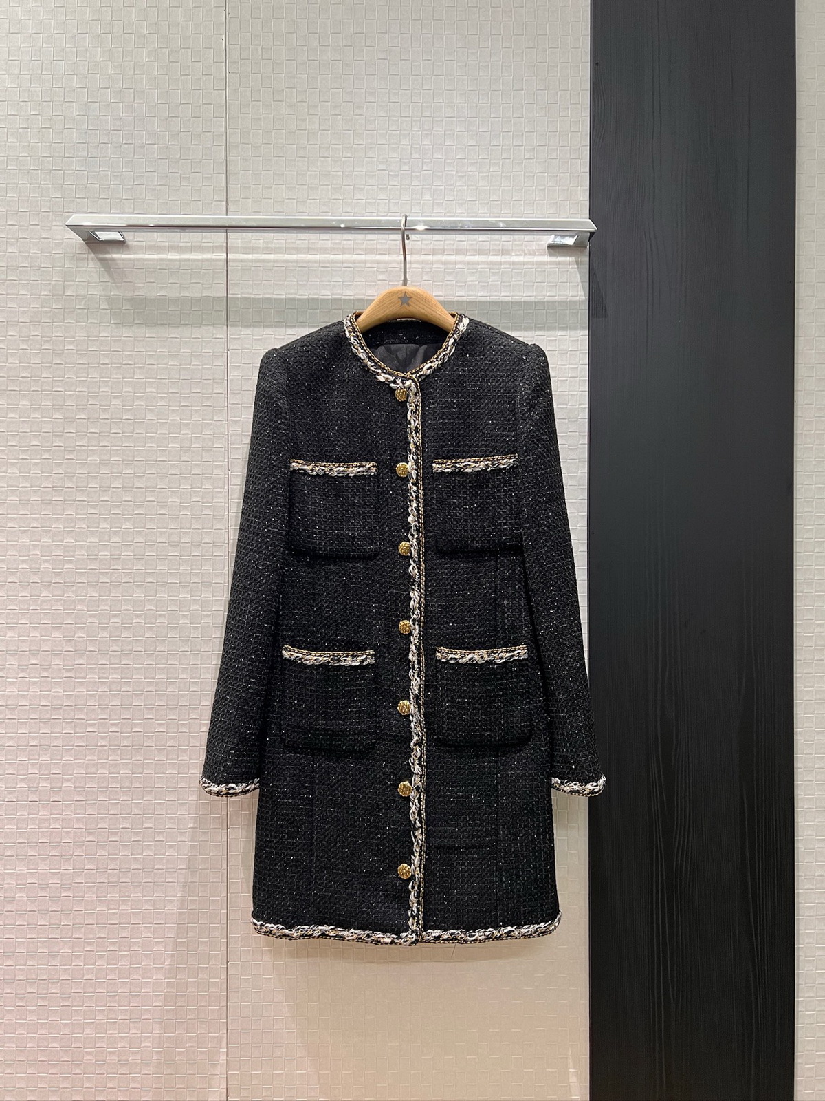 wool coat women Tweed designer jacket women jacket women tweed Classic black wool tweed long coat women jacket designer coat women jackets womens designer coat