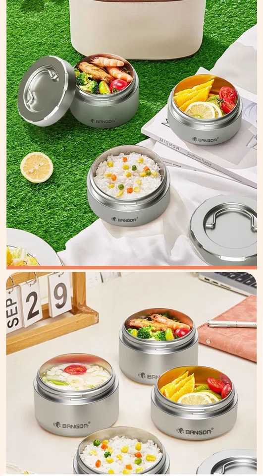 Portable Insulated Lunch Container Set Outdoor Lunch Box Stackable 316 Stainless SteelM251121