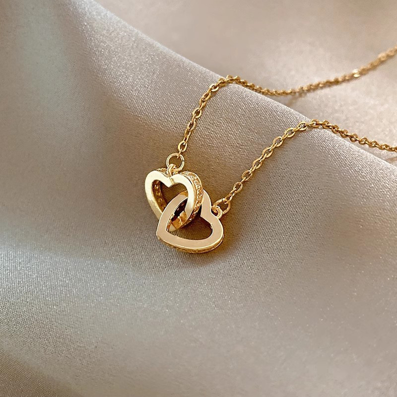 Double loop heart clavicle chain light moissanite chain designer necklace designer necklace for woman diamond chain luxury jewelry women mens necklace - view 7