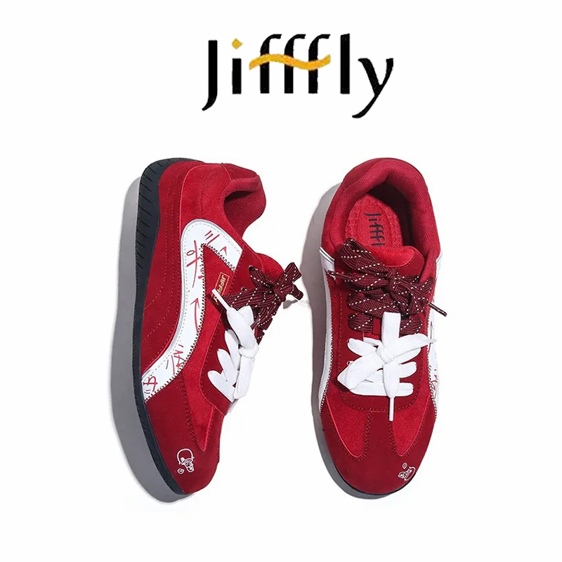 Jifffly brand designer men's and women's casual sports shoes, trendy graffiti wear-resistant synthetic suede leather shoes free delivery