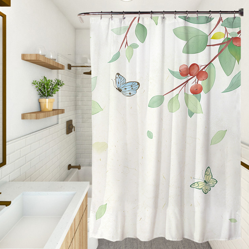 YL-37773 Fresh and Simple Series Home Shower Curtain, Bathroom Coverage, Hand-painted Waterproof Shower Curtain