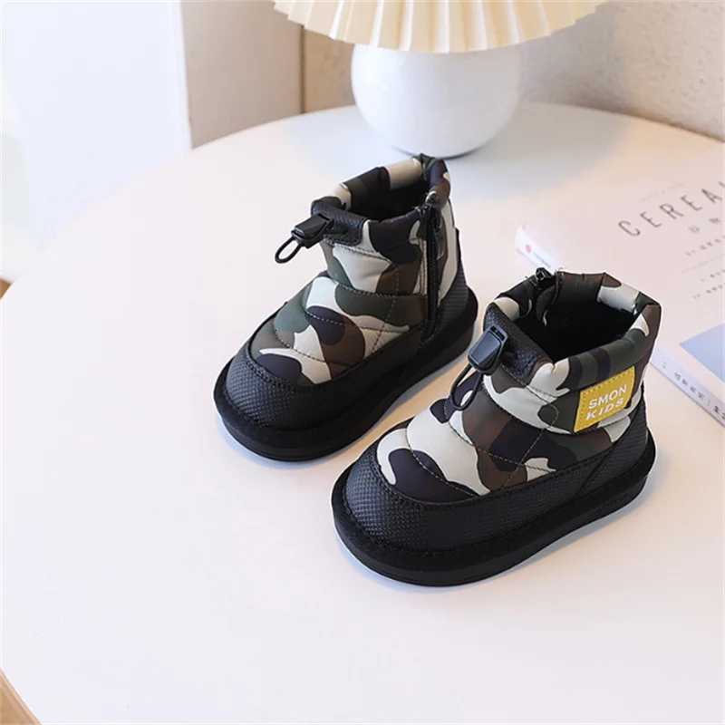 Winter Children Snow Boots 2025 Camouflage Waterproof Warm Plush Toddler Boys Non-slip Fashion Girls ShoesW251121