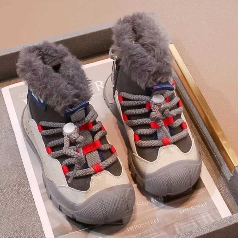2025 Children Short Boots for Girls Boys Winter New Fashion Korean Style Soft Sole Anti-slippery Versatile Keep Warm Plush ShoesW251121