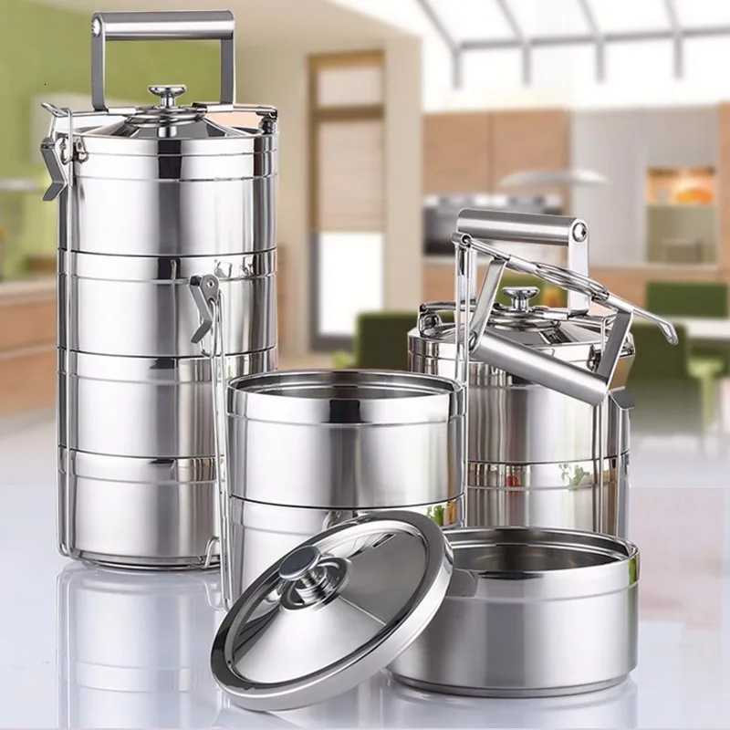 Drop Shipping Japanese Thermal Lunch Box For Kids Adult Portable Food Container Kitchen Leakproof 304 Stainless Steel Bento BoxM251121