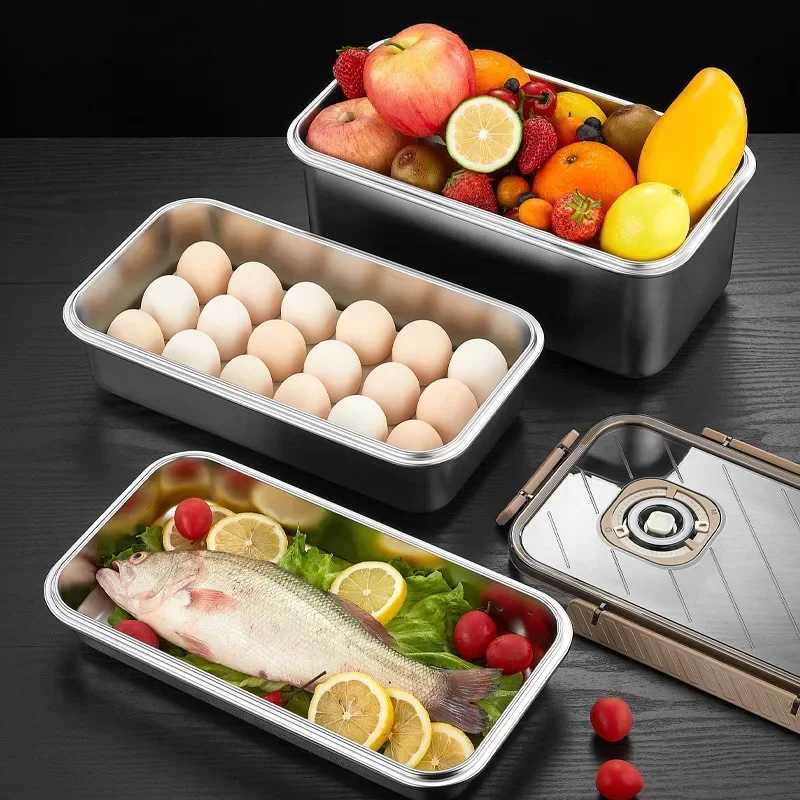 304 Stainless Steel Fresh-keeping Box Dumpling Egg Storage Box Refrigerator Quick Frozen Sealed Food Containers Kichen OrganizerM251121