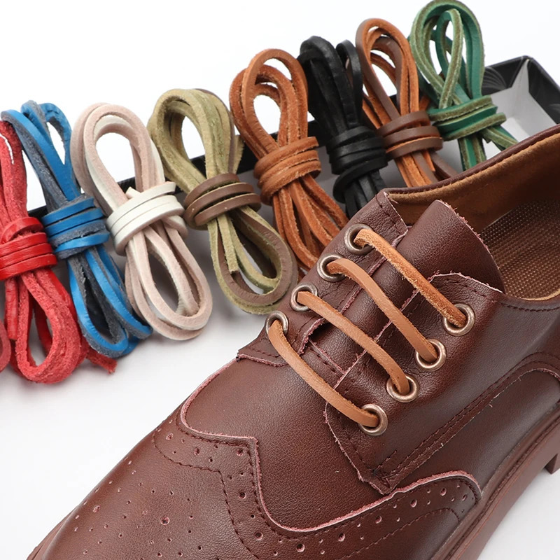1Pair Cowhide Leather Shoelaces Boots Rope Shoelace 6080100120140160cm Loafers Boats Laces Shoe accessories 251121