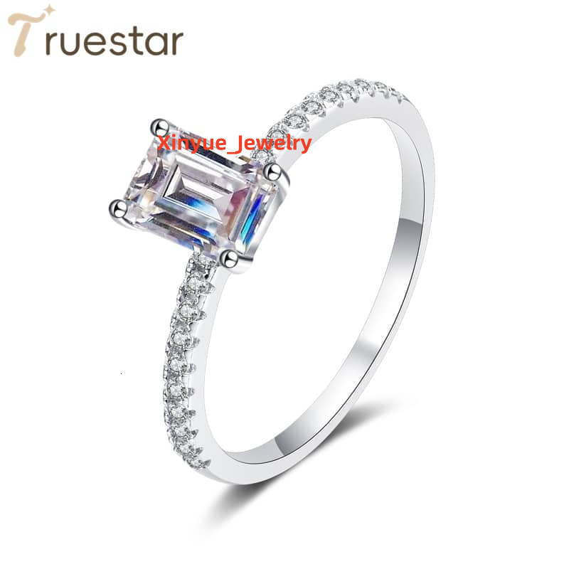 S925 Sterling Silver Wedding Rings With Elegant D Color 1Carat 2Carat Emerald Cut Moissanite Ring Elegant Jewelry for Women