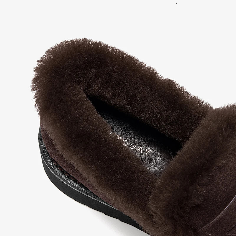 BEAUTODAY Winter Fur Shoes Women Cow Suede Leather Round Toe Penny Loafers Slipon Flats Casual Ladies Handmade 27862 251121