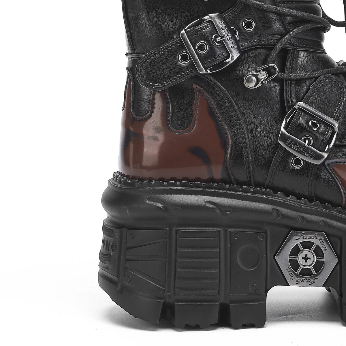 Personalized Short Boots Motorcycle Heavy Metal Versatile MidCalf Womens Rock Dark Cyberpunk 251121