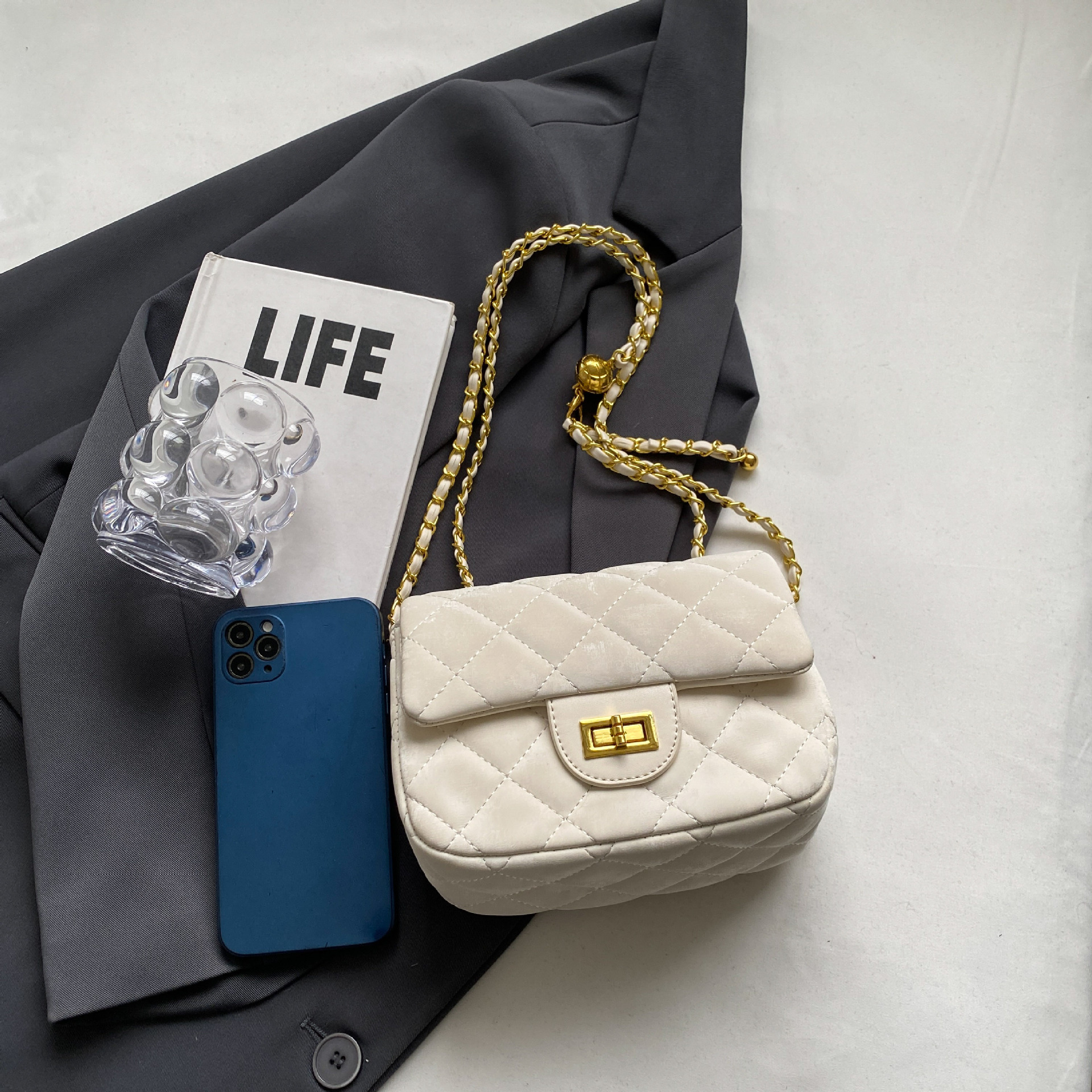 Designer Bag 2025 New Women's Solid Color Chain Strap Bag, Versatile Underarm Shoulder Crossbody Purse for Daily Commuter